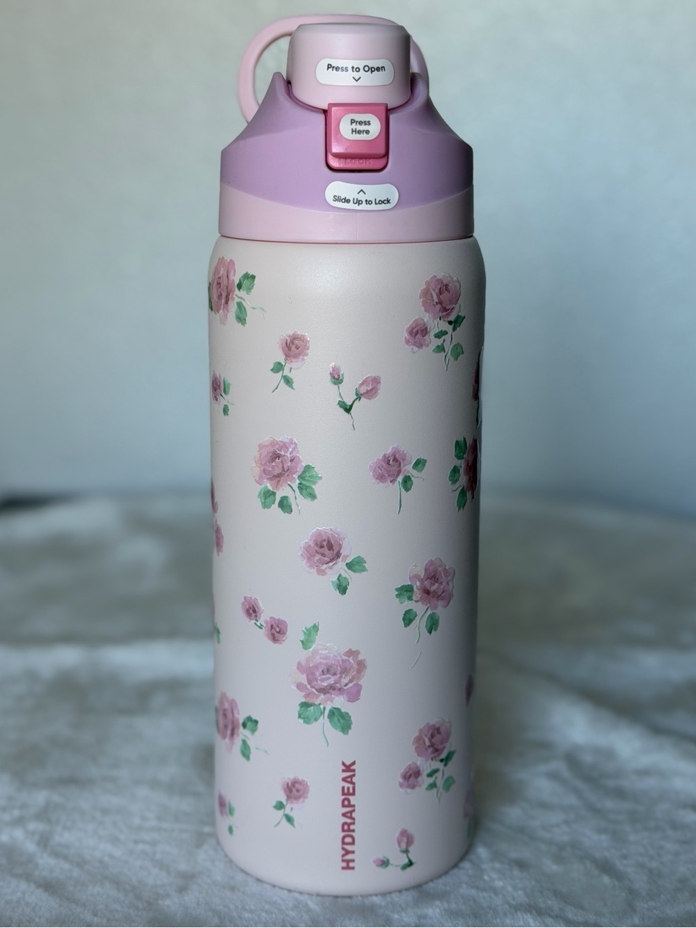 Hydrapeak Pink Rose cottage core floral toile 32oz Owala Freesip Lid Compatible
